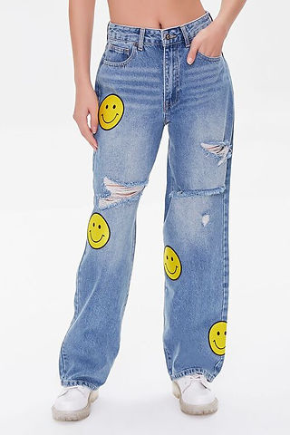 Forever 21 Happy Face Jeans