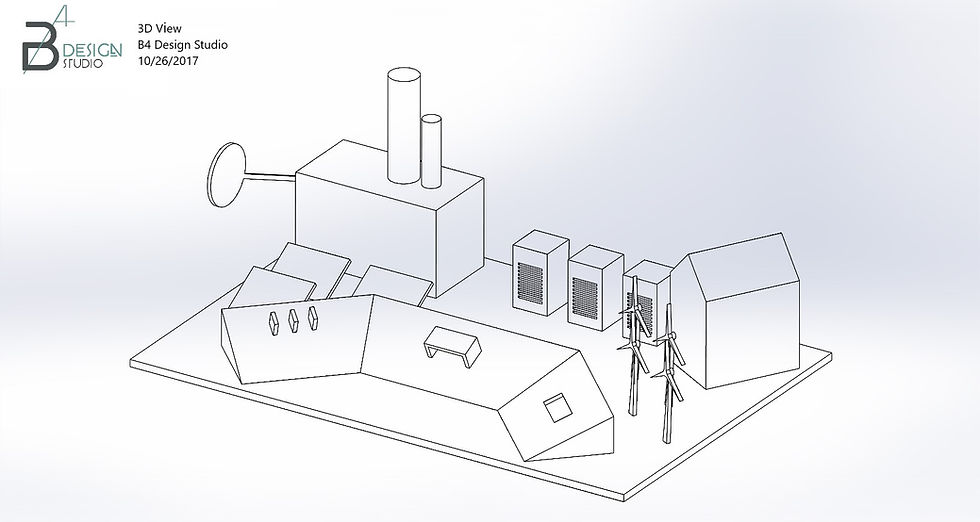 Iso view of CAD model line view