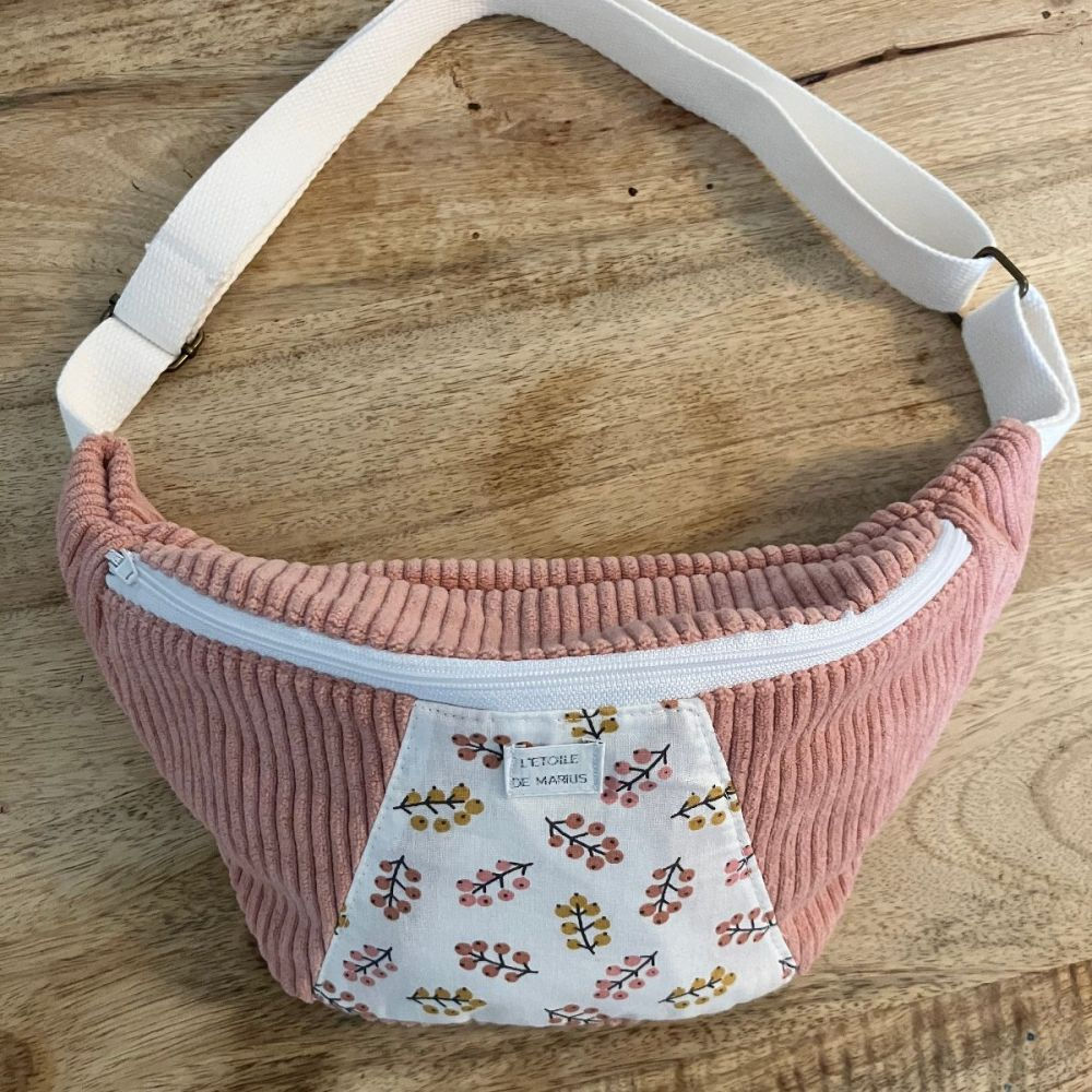 Sac banane rose petites fleurs