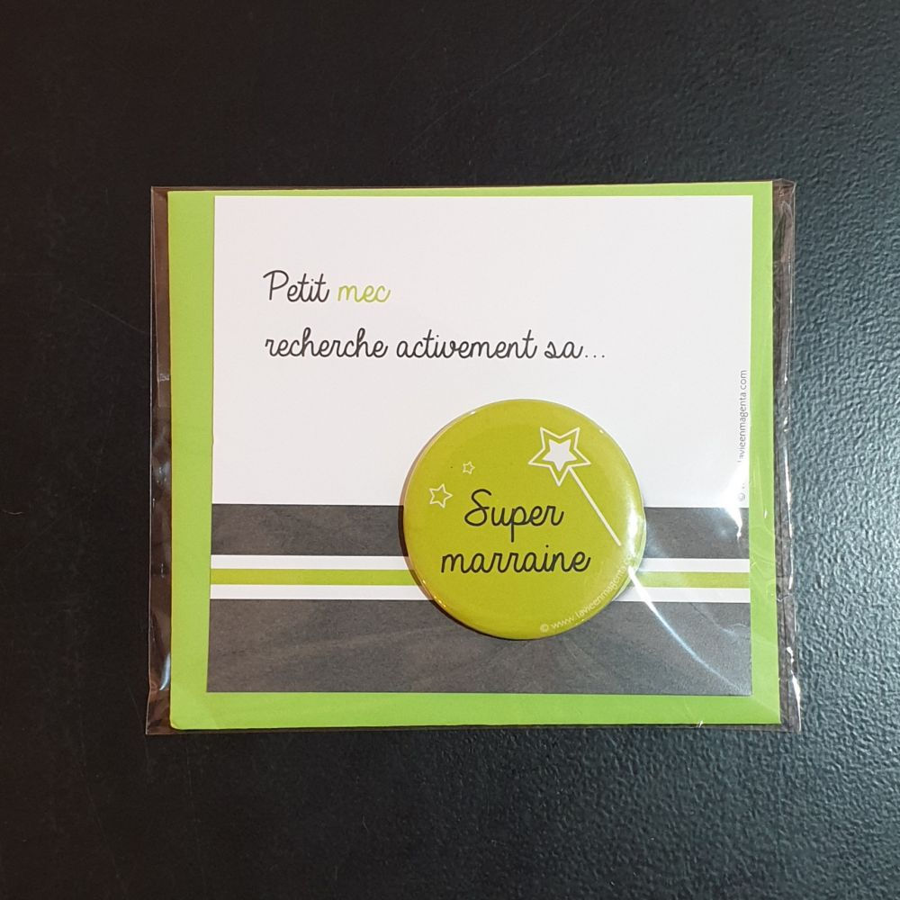 Carte Annonce ""Marraine"" avec badge