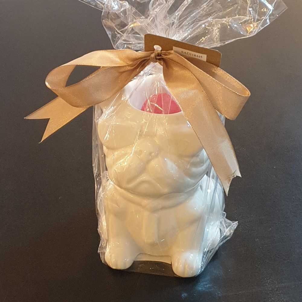 Coffret brule-parfum Bouledogue blanc