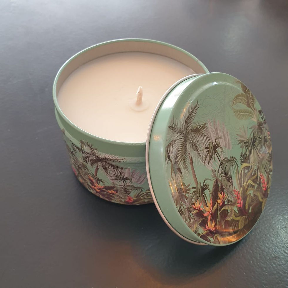Miniature : Grande Bougie dans sa boite métal décorée (parfum fleur de coton)