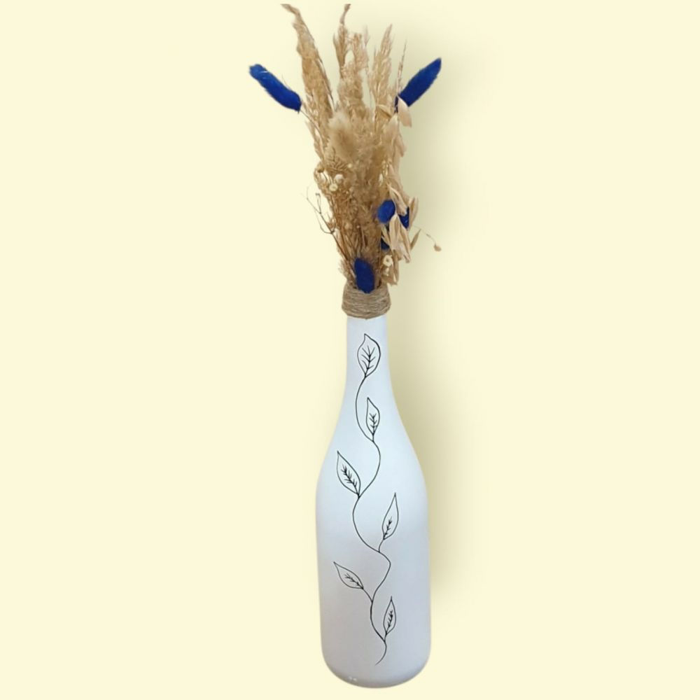 Bouteille décorée et ses fleurs séchées (GBB26)