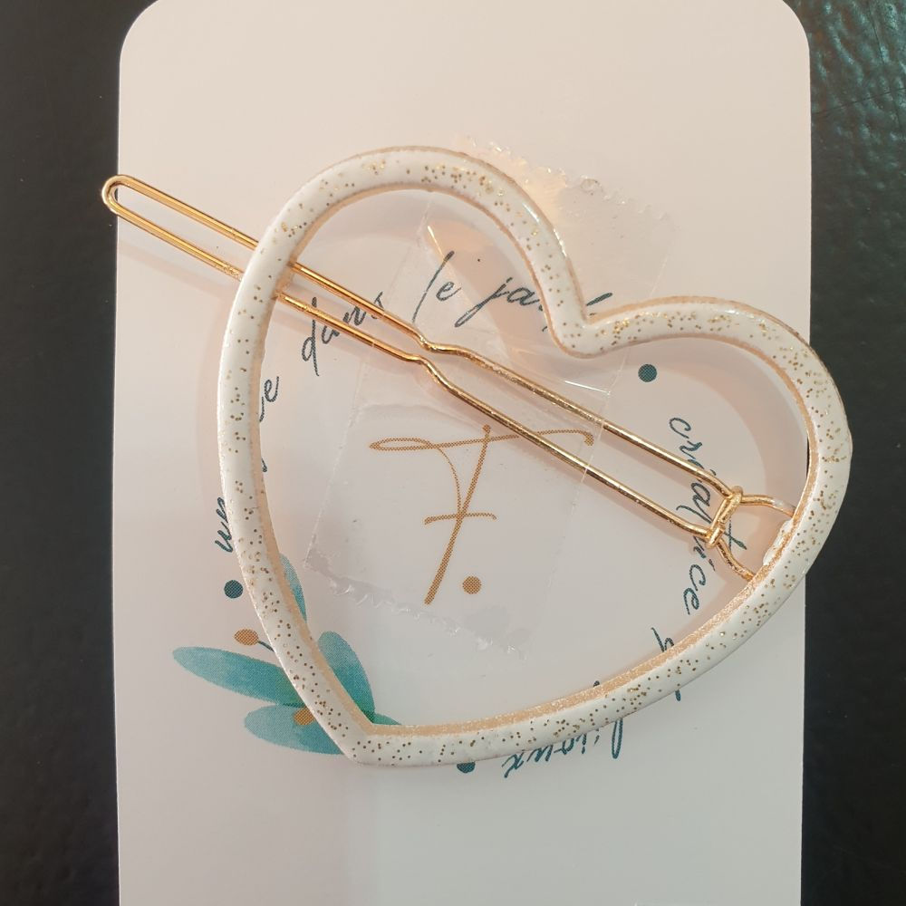Barette émaillée pour cheveux (coeur)