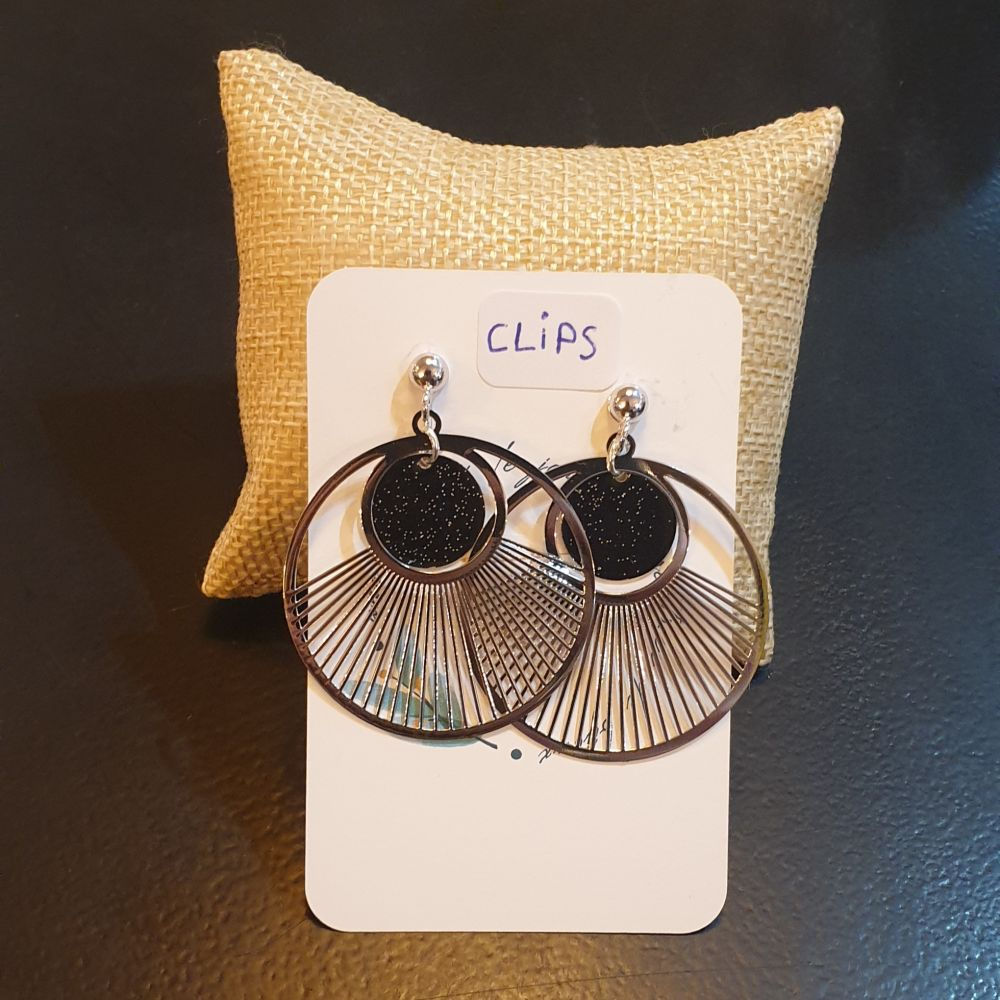 Boucles d'oreilles en plaqué argent et sequins émaillés (Collection jasmin) CLIP