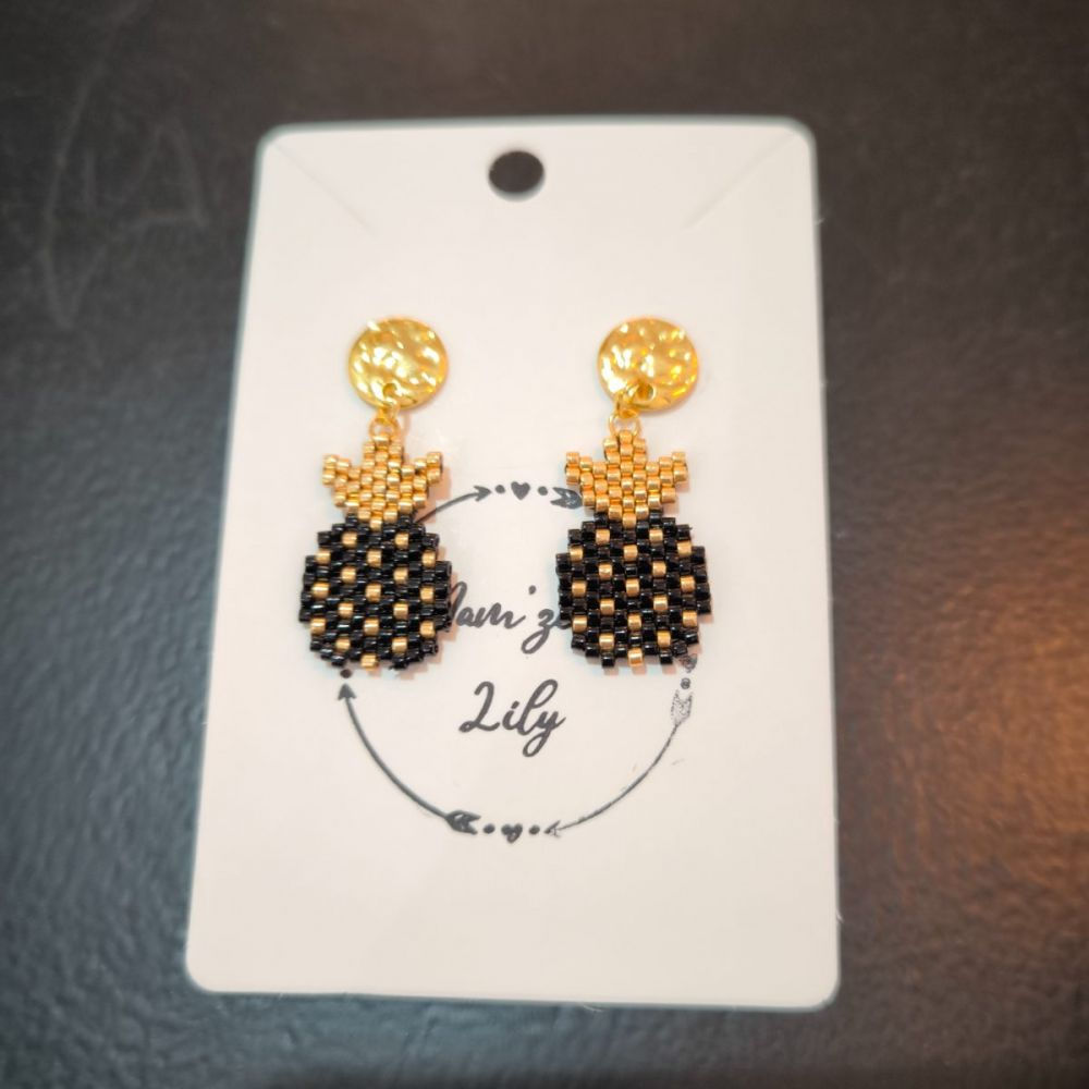 Boucles d'oreilles ananas en perles Miyuki