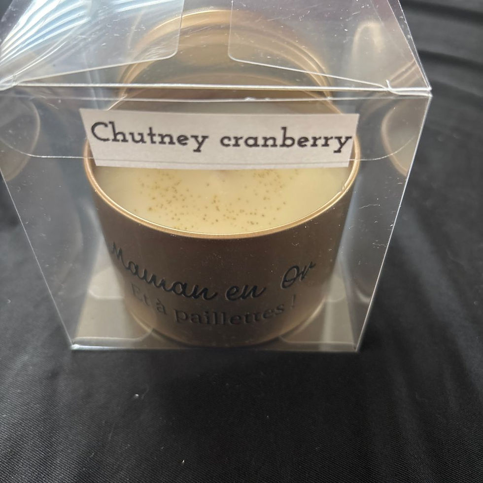 Miniature : Bougie MAMAN en or et à paillettes (Parfum Chutney cranberry)