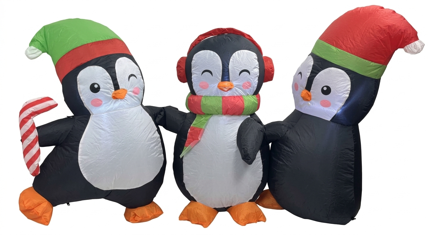 3-Piece Animated Christmas Inflatable Penguin Family (with Built-In LED Lights)