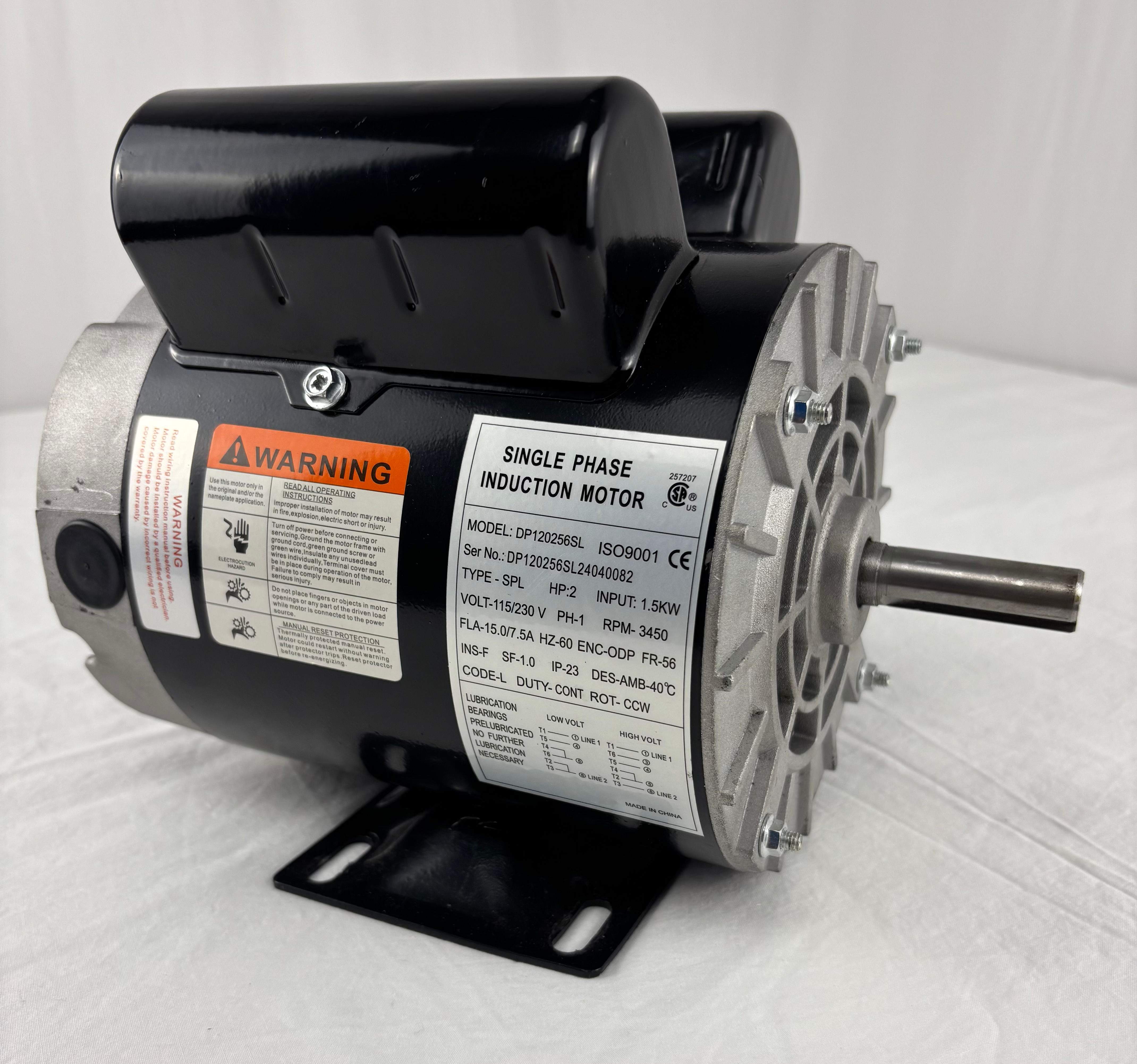 ⚙️ 2 HP SPL Compressor Duty Electric Motor – 3450 RPM, 56 Frame, 5/8" Shaft