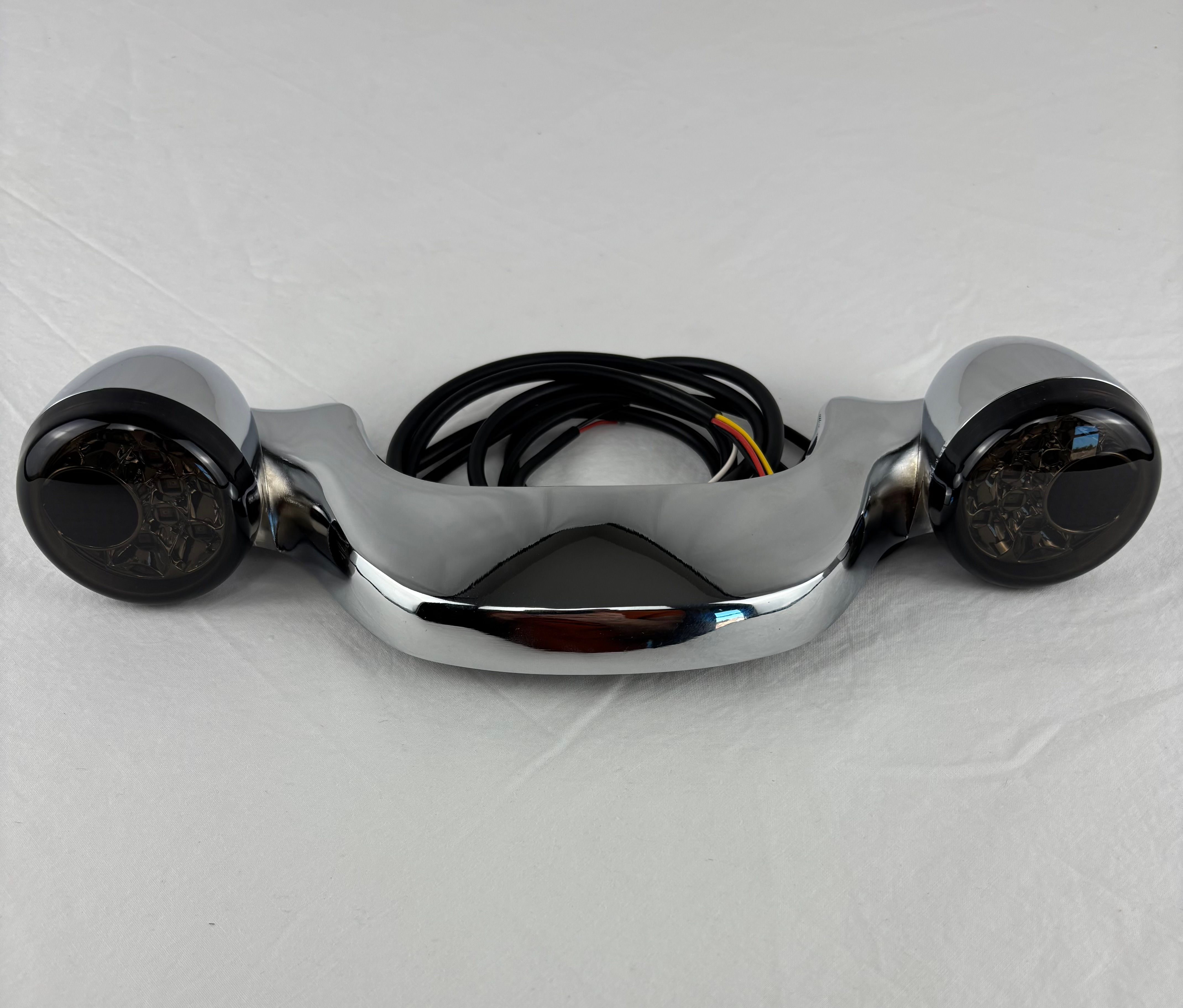 MotoParacc Chrome Integrated LED Rear Turn Signal Light Bar for Harley