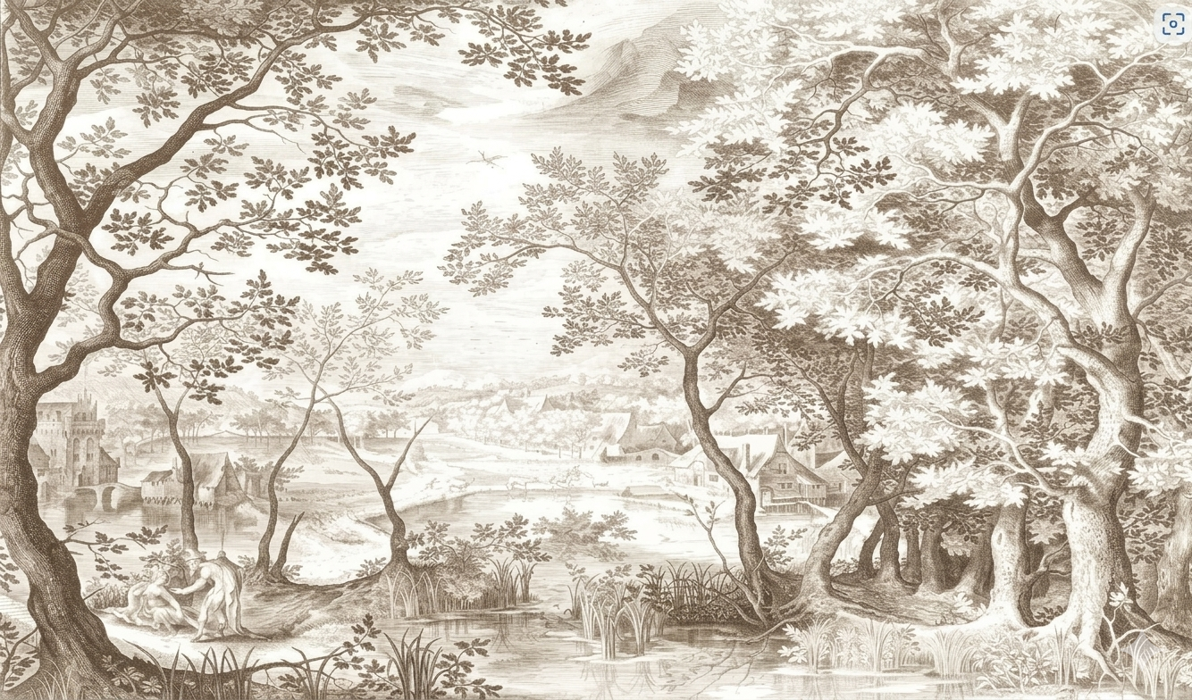 LOOWAP Vintage Beige Forest Woodland Mural Wallpaper 195"x120"