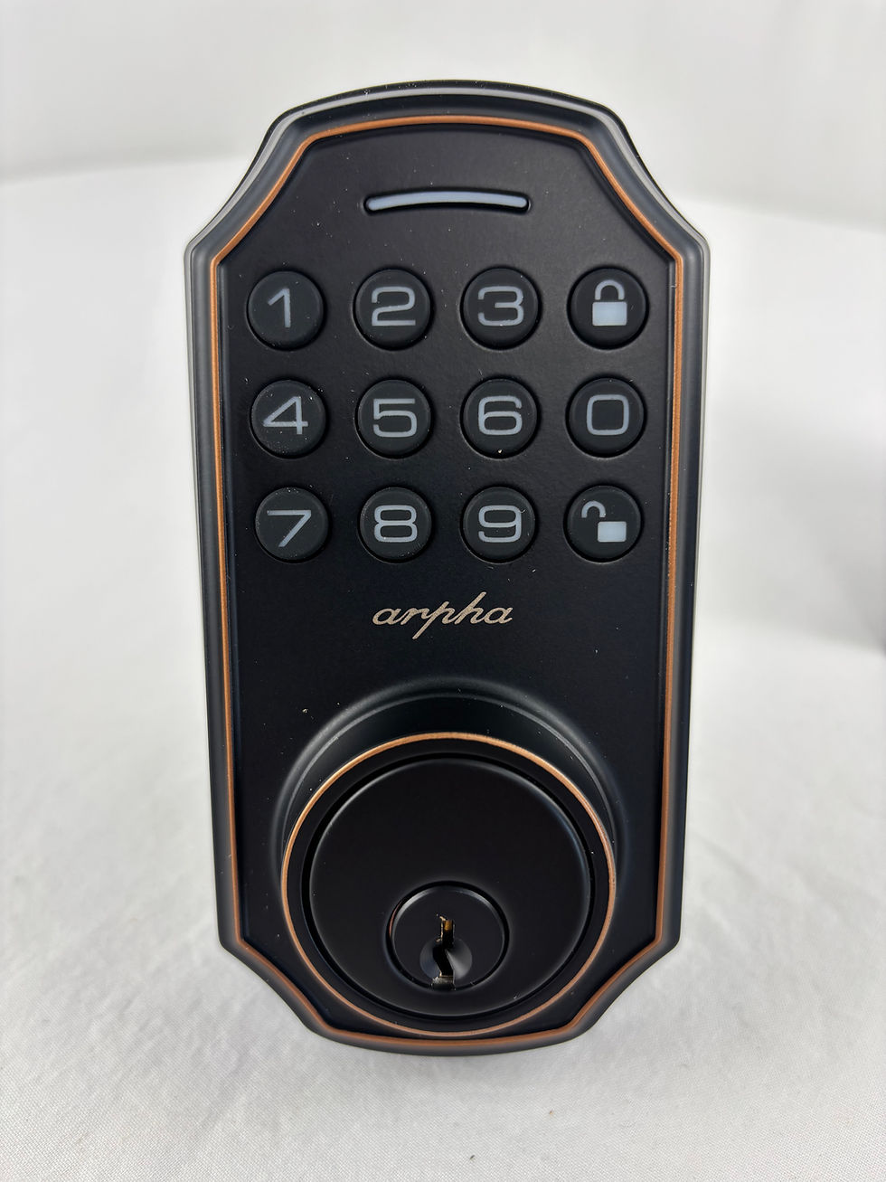 Arpha D180K keyless entry keypad door lock with handle in matte black finish for residential front doors
