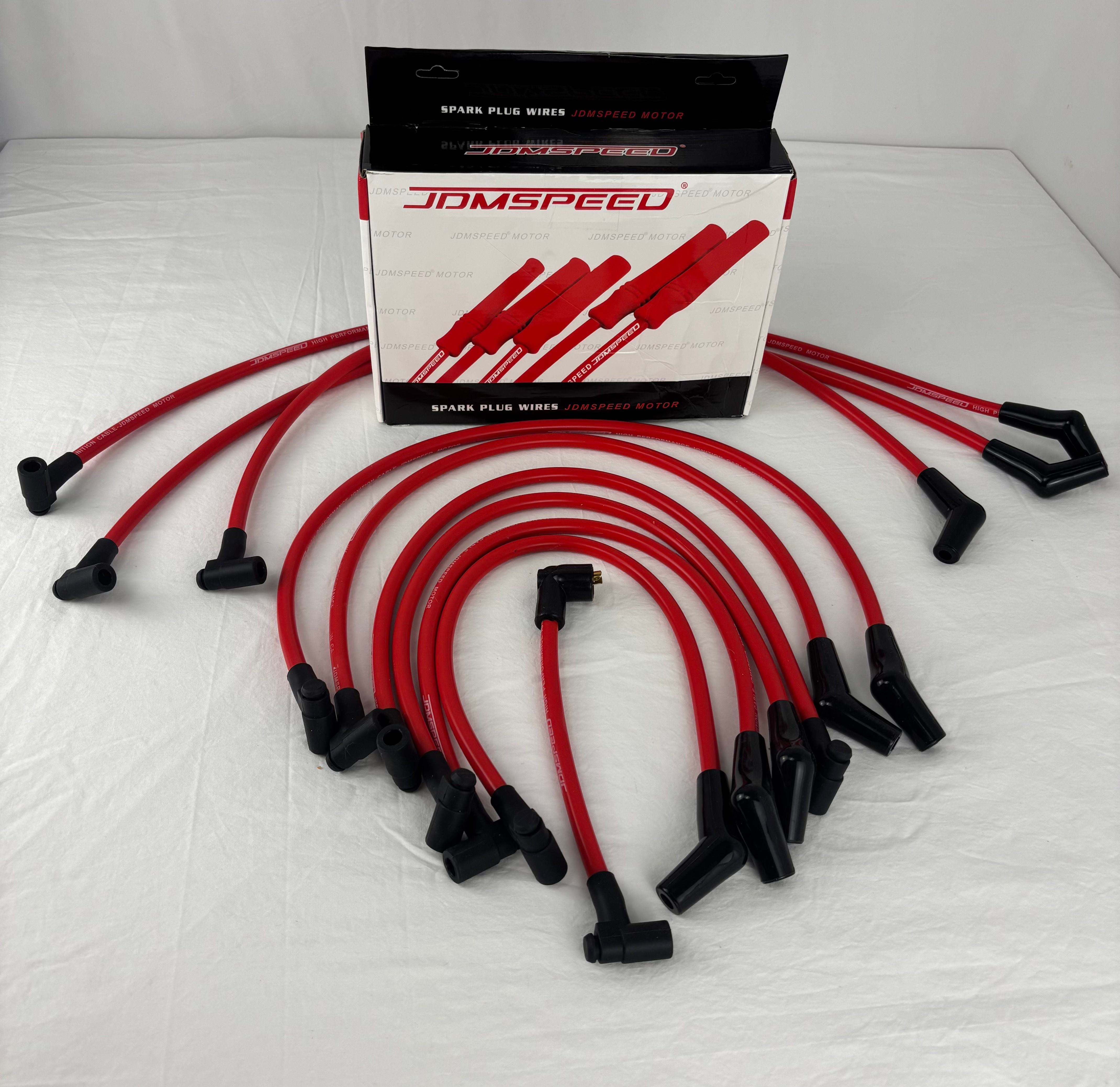 JDMSPEED New Red 10.5mm Racing Spark Plug Wires Set (JDM-D080)