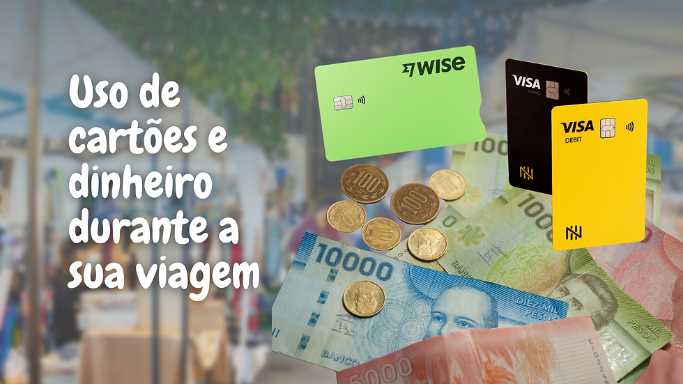 Uso de cartões e dinheiro durante viagem para Santiago, Chile