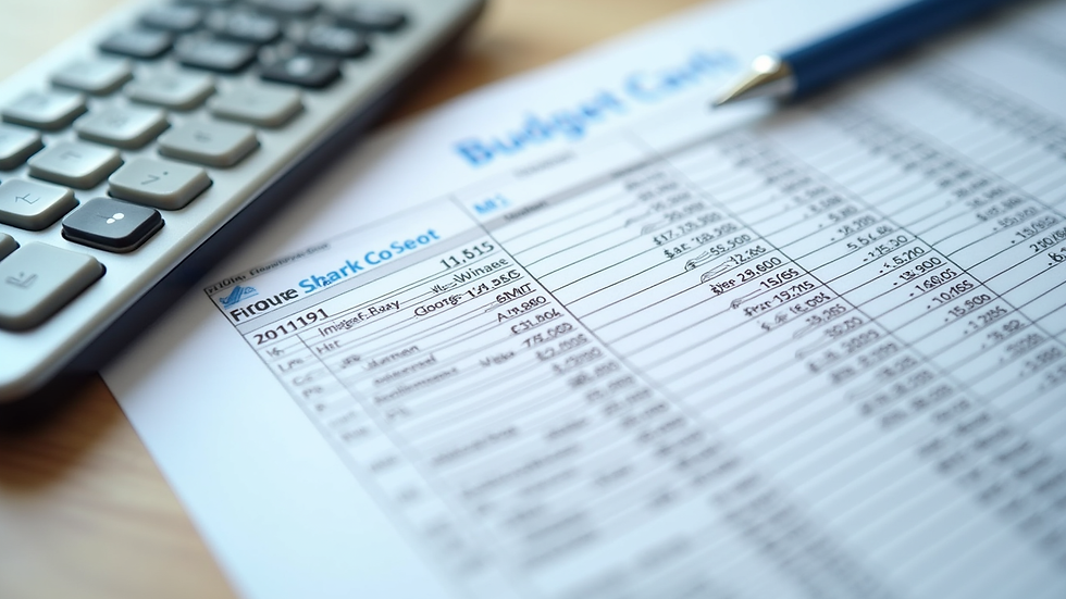 Close-up view of a budget spreadsheet with construction cost details