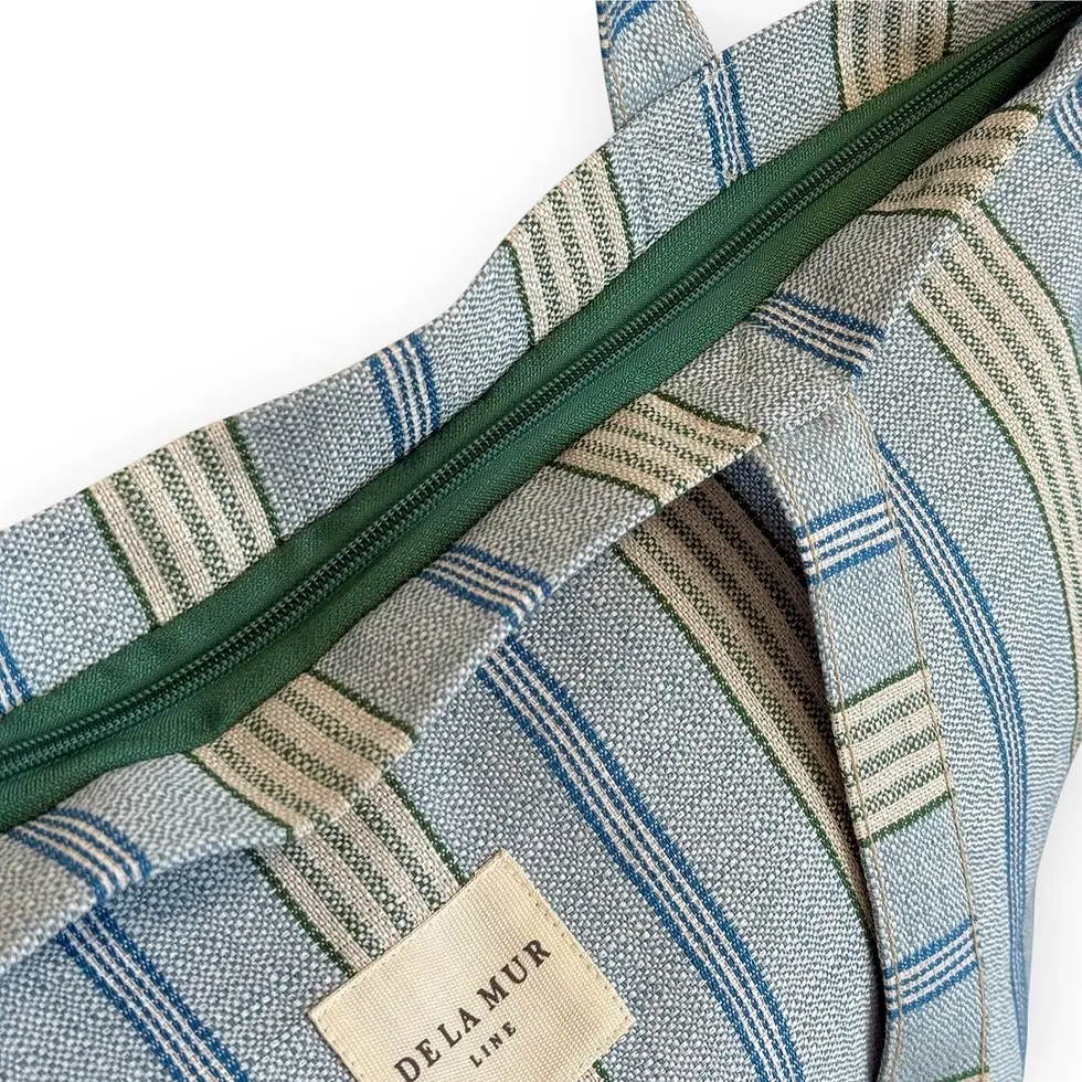 Thumbnail: Blue Stripe Large Zip Tote Bag
