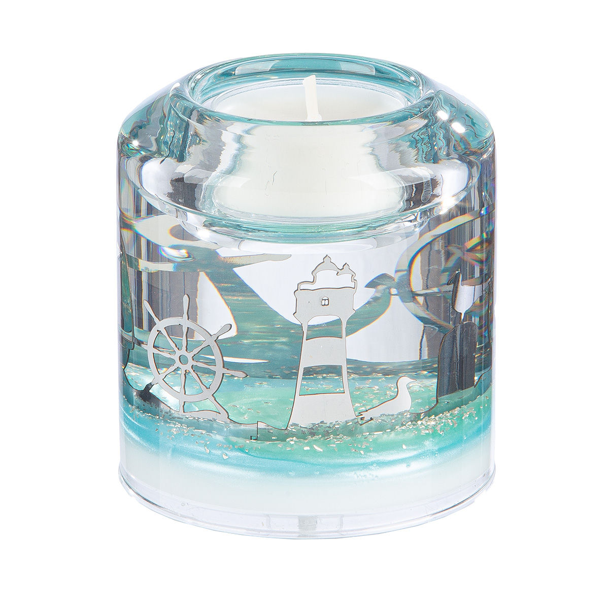 Lighthouse Glass T Light Holder
