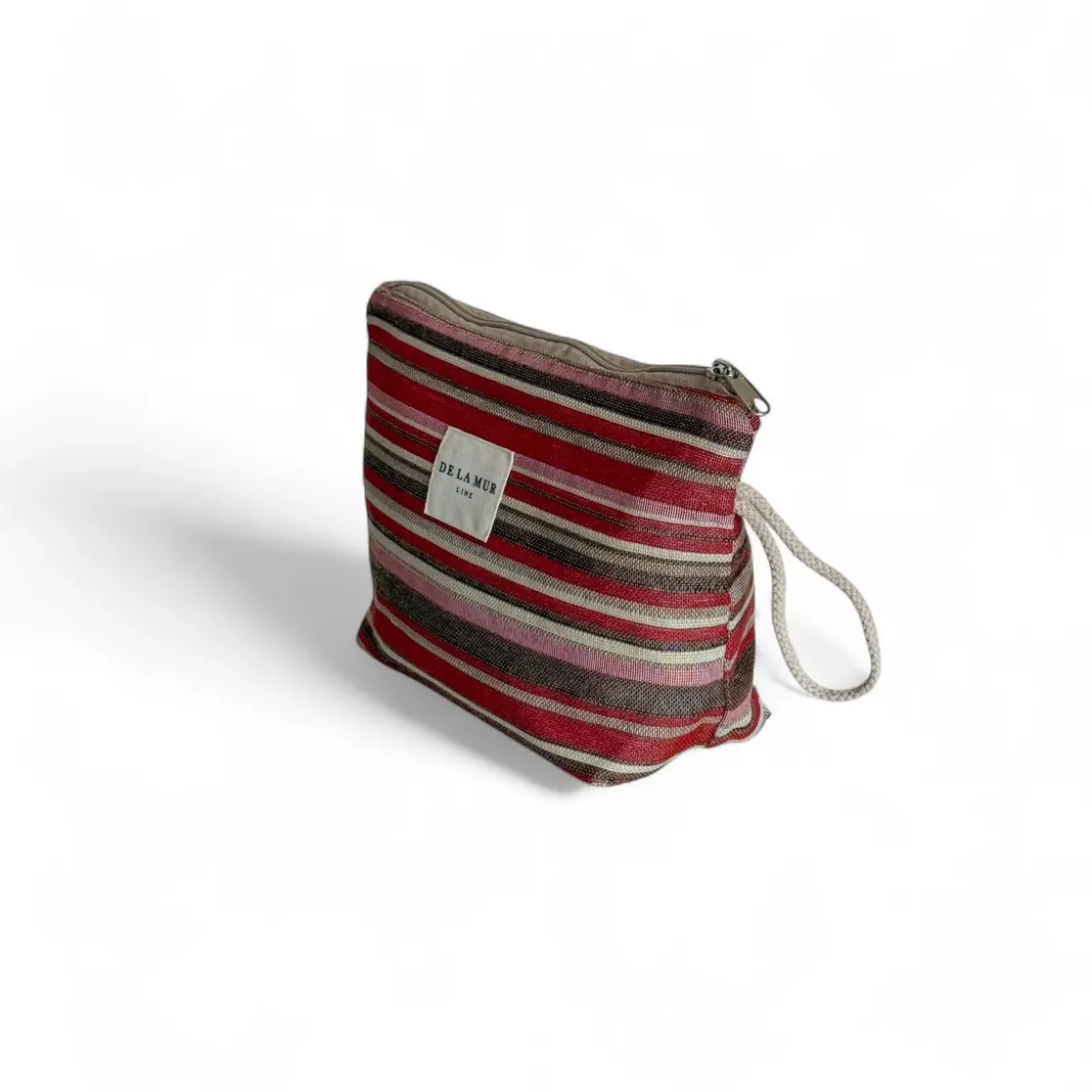 Burgundy Stripe Fabric Toiletry Bag
