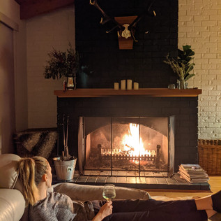 Relaxing by the open fire