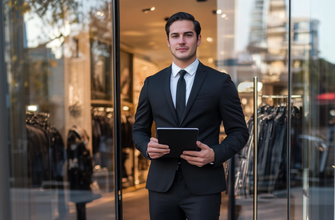Corporate event manager standing at a venue entrance in Las Vegas, overseeing guest arrivals, staff coordination, and event logistics. Supporting client communication, VIP guest experience, and operational execution for conferences, networking events, luxury activations, and corporate gatherings.