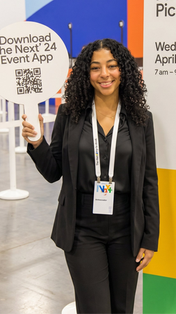  Trade show staff assisting attendees at a Las Vegas convention expo with exhibitor support, lead capture, badge guidance, and guest interaction during a large-scale trade show event at a Las Vegas Convention Center venue