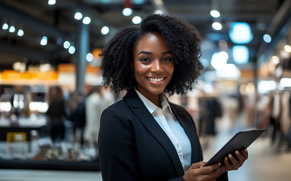 check-in attendants in San Francisco managing event registration and guest check-in using tablet at a busy venue, professional check-in staff San Francisco for conferences, trade shows, corporate events, badge distribution, guest list management, and event entrance coordination in the Bay Area