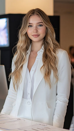Event host greeting guests at a Los Angeles VIP networking event, assisting with guest check-in, hospitality coordination, private receptions, and luxury corporate event experiences in upscale LA venues