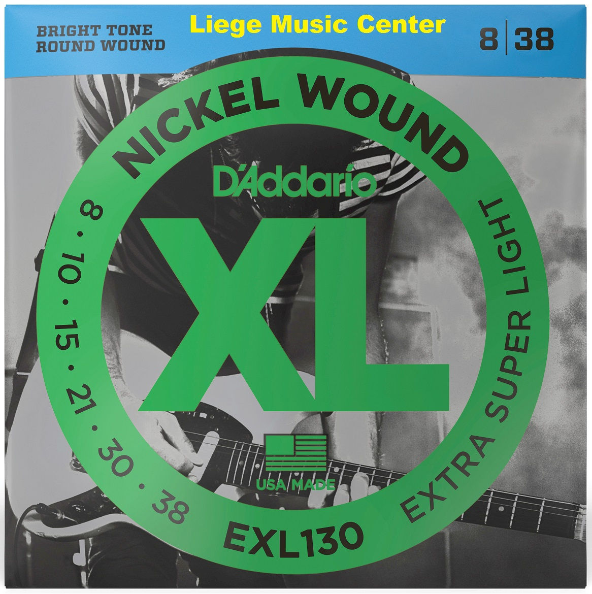 cordes guitare 🎸 électrique D'Addario Extra Super Light en face EXL130