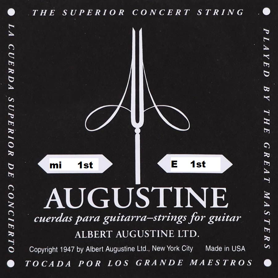 corde séparée guitare Mi premier Augustine devant noir