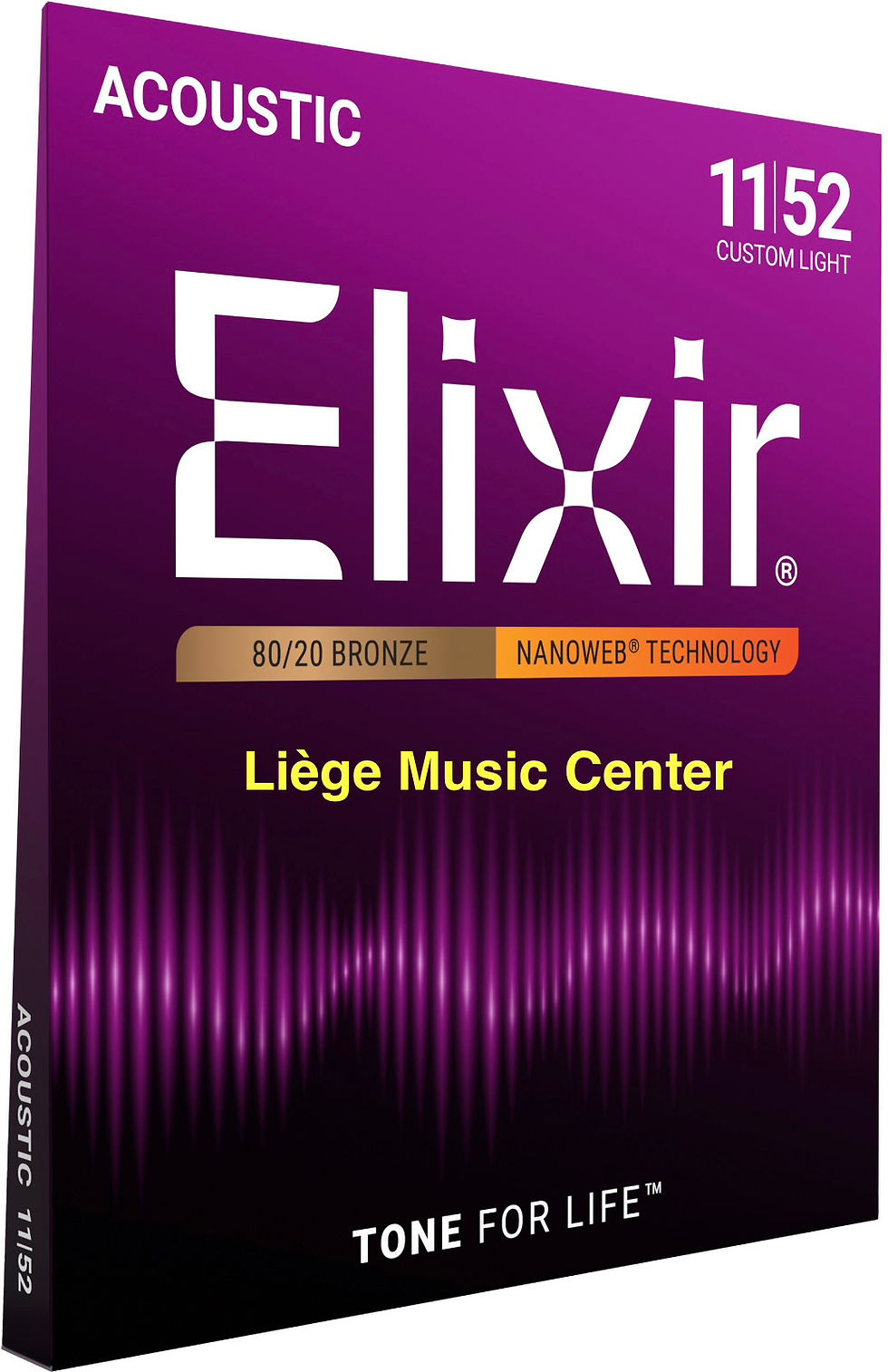 Thumbnail: cordes guitare folk acoustique 11-52 Elixir Nanoweb bronze en face CEL11027