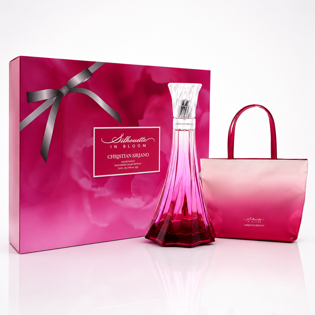 CHRISTIAN SIRIANO SILHOUETTE IN BLOOM(W)(H/B)(LI)2PC SET(3.4oz edp sp,Pink Tote