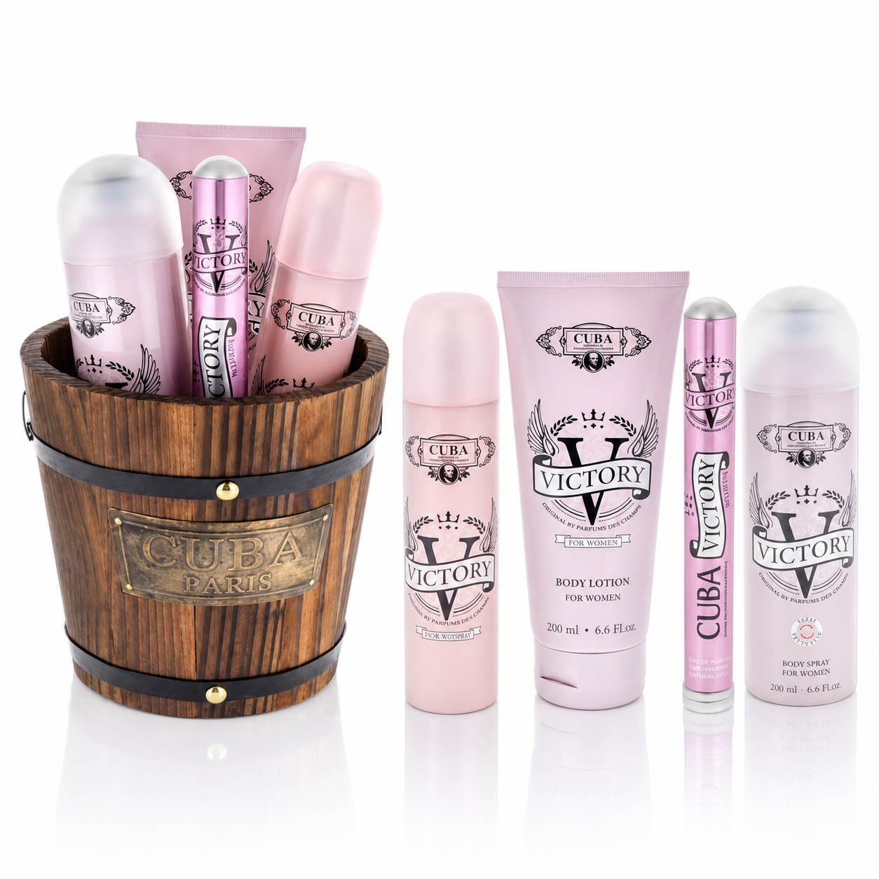 CUBA VICTORY(W)(BUCKET)(LI FREE)4PC SET(3.3oz edp sp,1.17oz edp sp,6.6oz Body sp