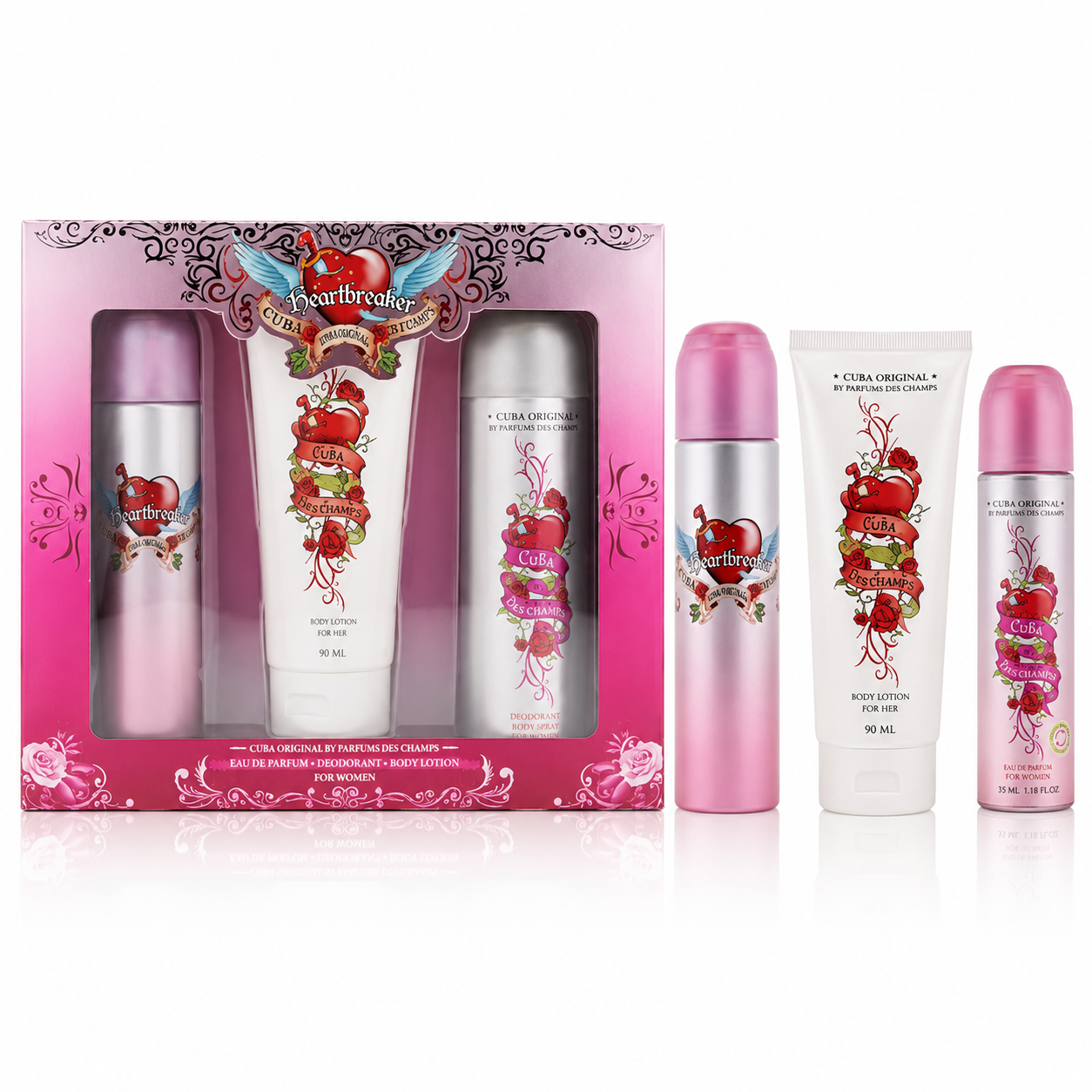 CUBA HEART BREAKER(W)(W/B)3PC SET(3.3oz edp sp, 6.7oz Body Spray, 6.6oz Body Lot