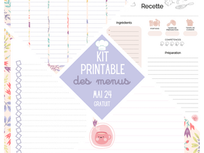 Kit printable/digital des menus mai 2024