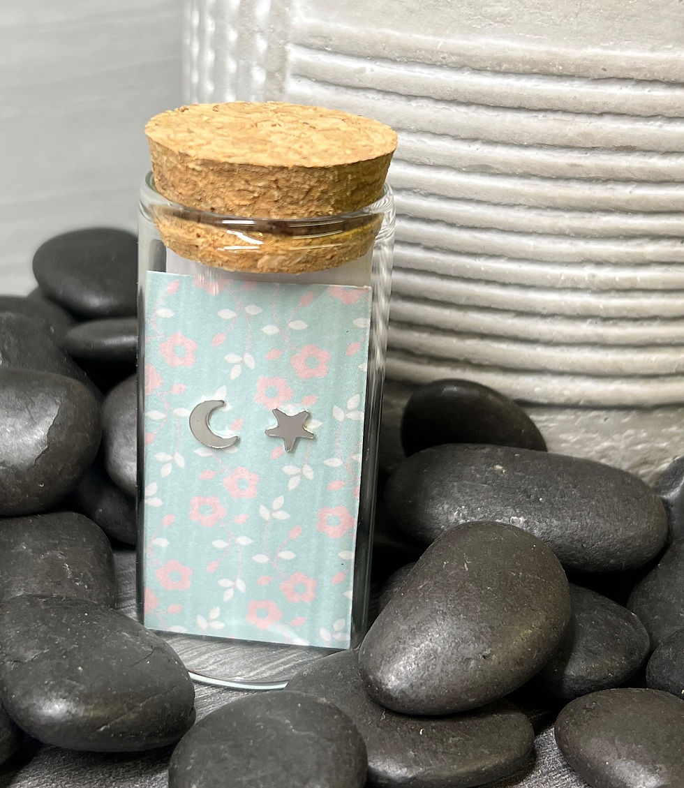 Thumbnail: silver moon and star stud earrings