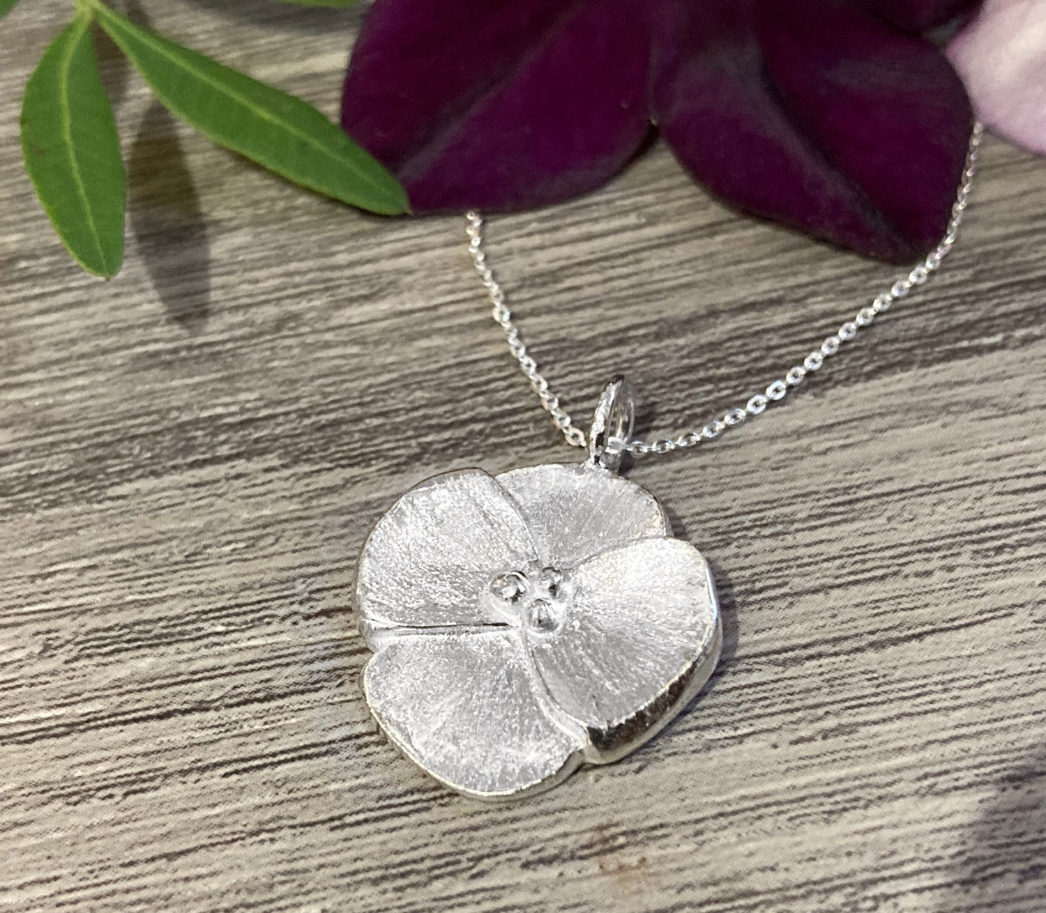 Silver Pansy Pendant 