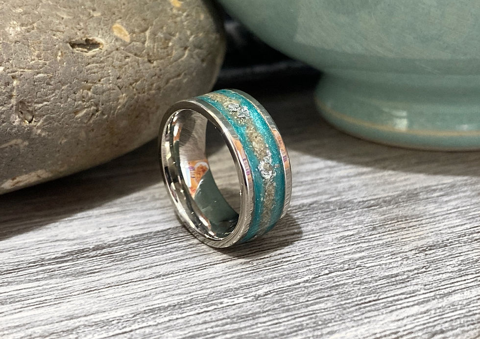 Thumbnail: 8mm wide Steel Hair or Ashes Ring