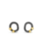 Thumbnail: oxidised black silver stud earrings with yellow gold