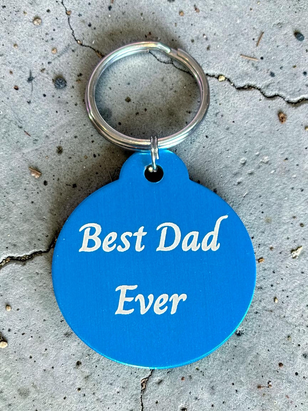 Blue "Best Dad Ever" Engraved Keyring