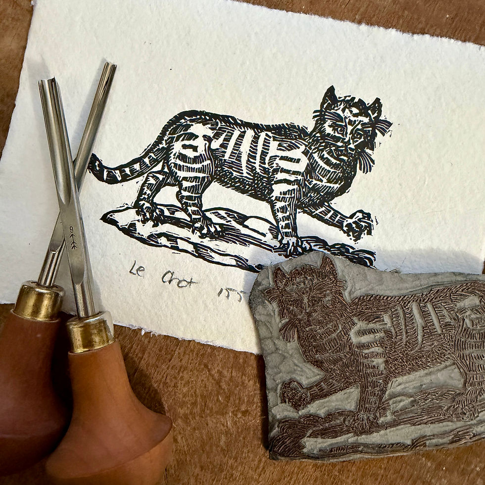 Thumbnail: Le Chat 1557 - Medieval Miniature Reproduction Linoprint