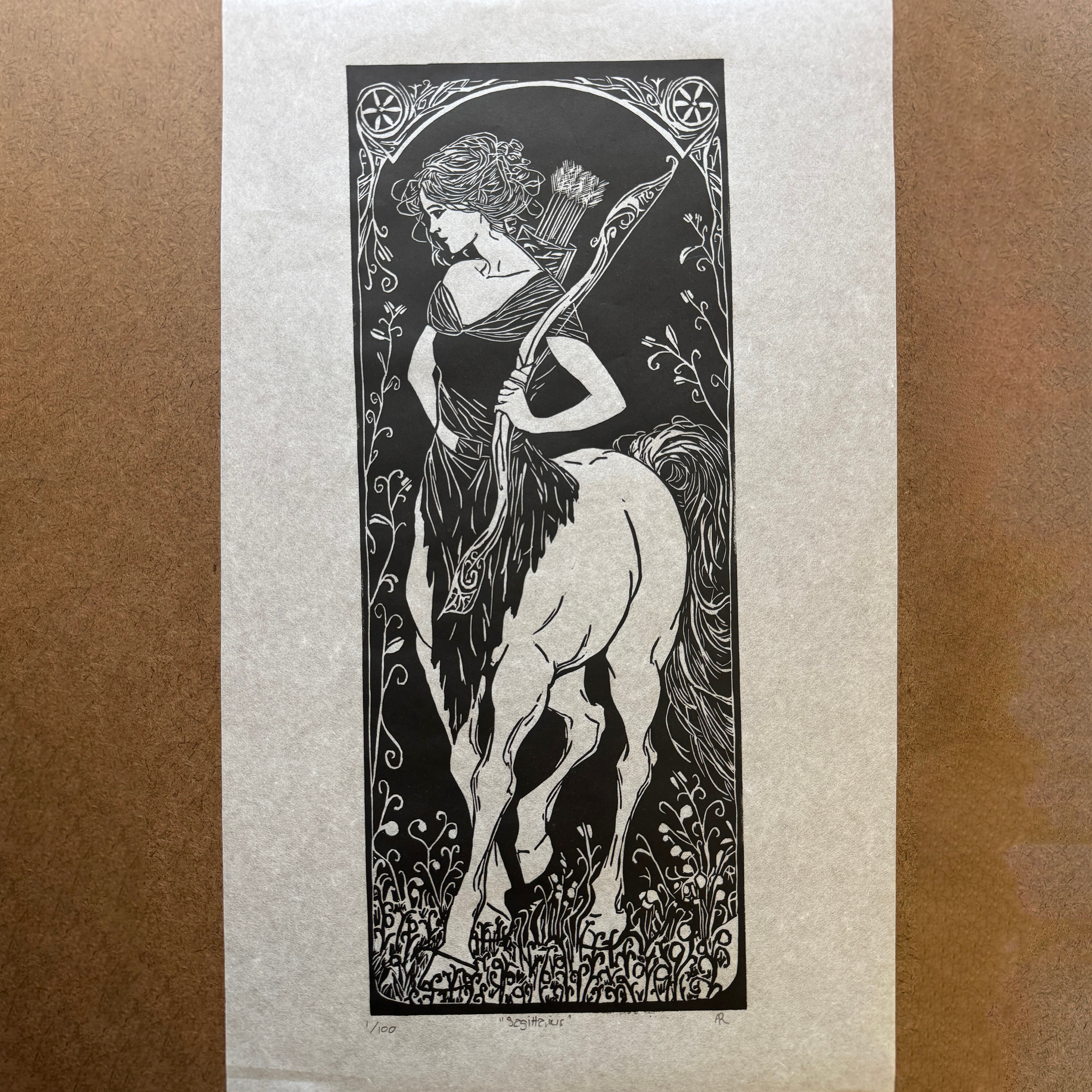 Sagittarius - Limited Edition Linocut Print