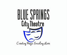 Theatre masks with the words Blue Springs City Theatre-Creating Magic. Enriching Lives
