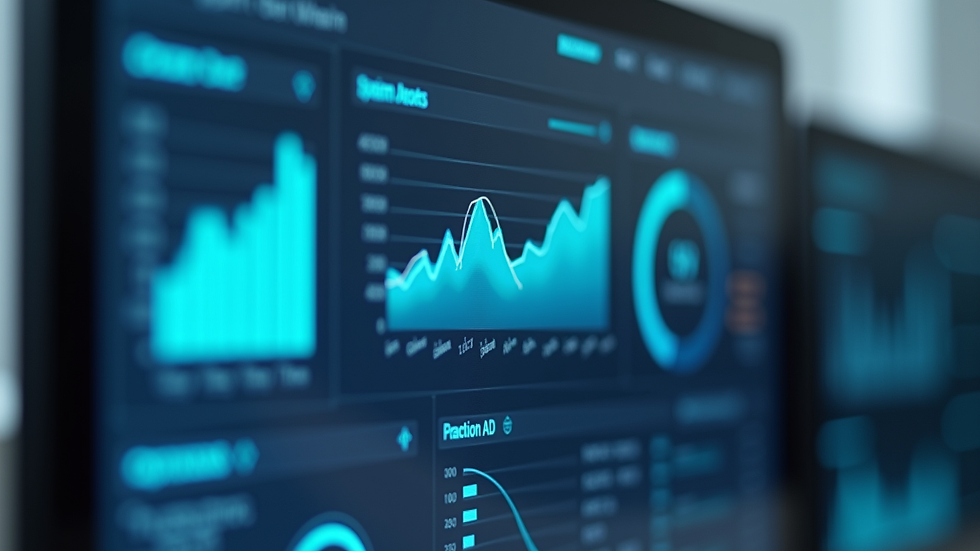 Close-up view of a computer screen showing a data visualization dashboard