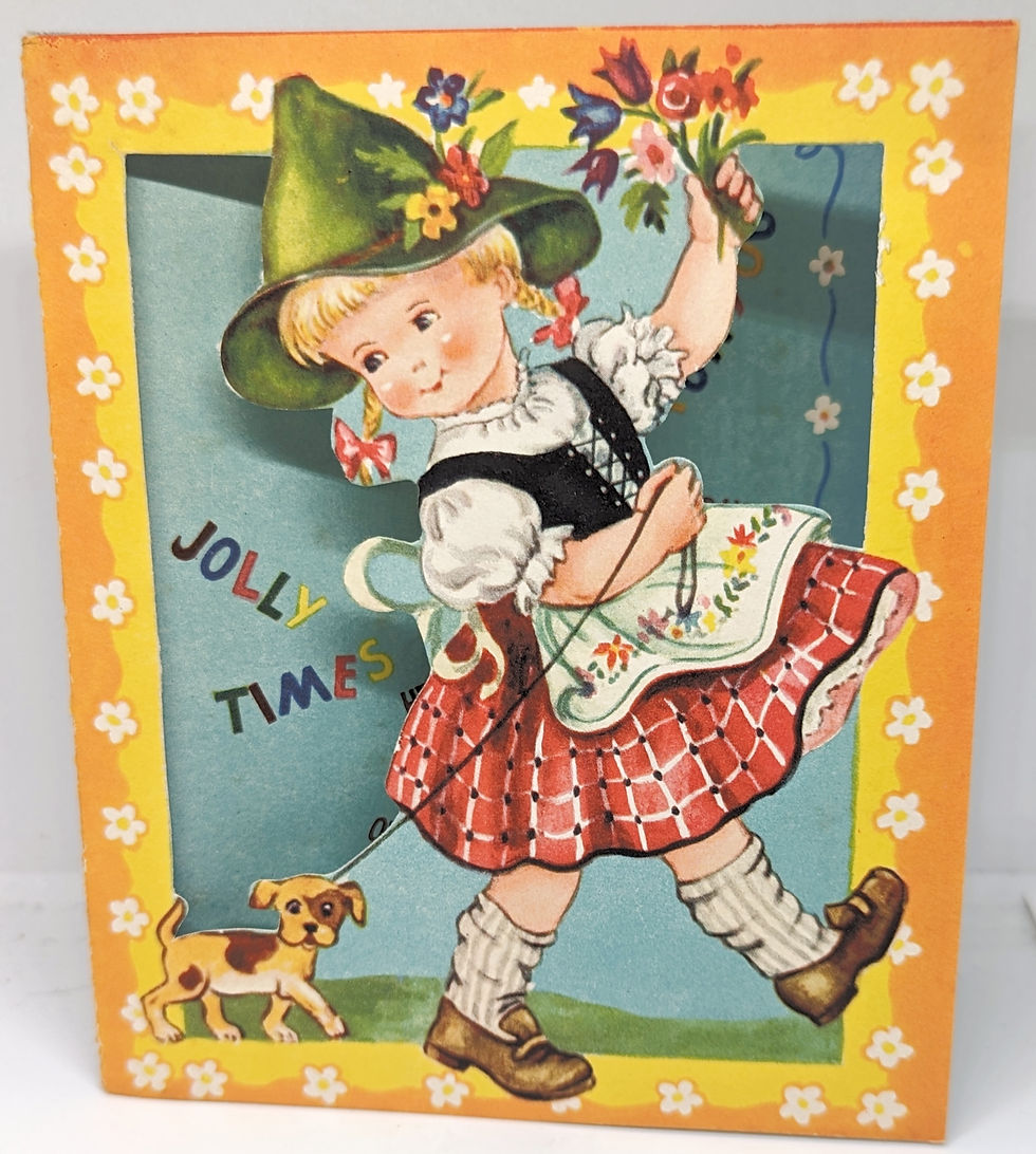 Vintage Used Little Girl Puppy Dog 1950's Greeting Card (GC9151)