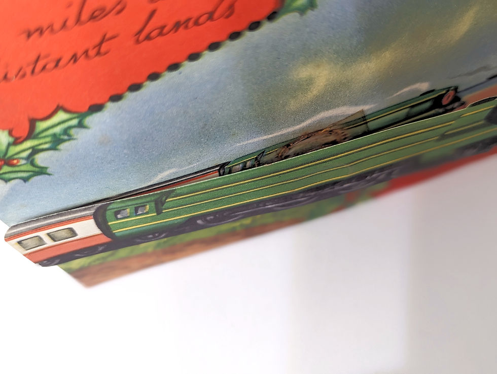 Thumbnail: Vintage UNUSED Christmas 3D Train Loco Aeroplane Greeting Card (9493)