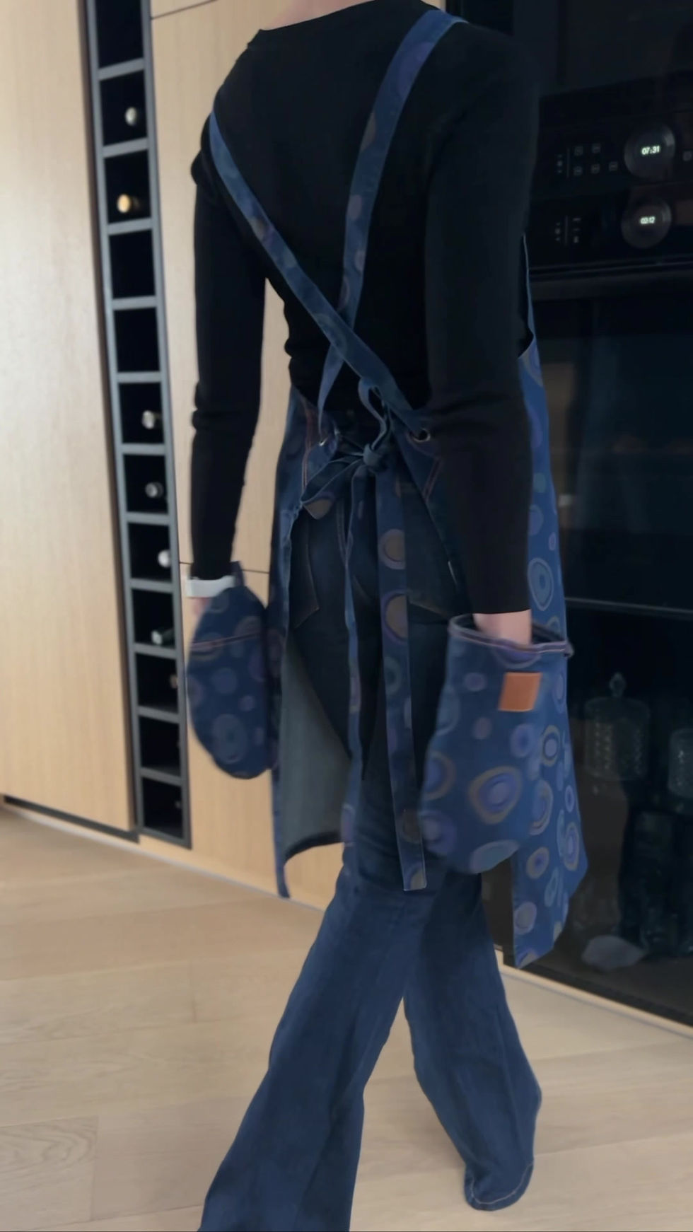 Miniatiūra: Margo džinso virtuvinė prijuostė, Grilio prijuostė, Didelė šefo prijuostė, virtuvinės prijuostės, virtuvinė tekstilė