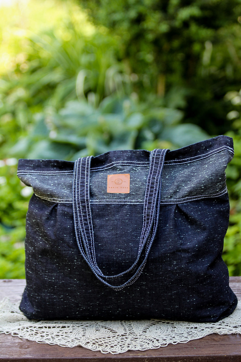 Miniatiūra: Talpus plono džinso pirkinių krepšys, Medžiaginis sulankstomas maišas, Lengvas drobinis stiprus pirkinių maišelis, tote