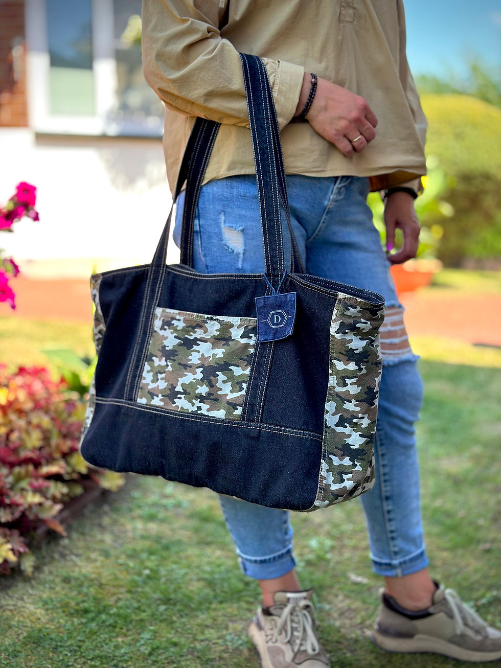 Miniatiūra: Juodo džinso kelioninis krepšys, Didelis paplūdimio krepšys, tašė,Moteriški kelioniniai krepšiai, Lietuviška prekė