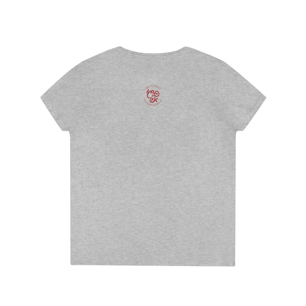 Thumbnail: Women's Heart of Truckee Short Sleeve V-Neck Tee with Red Logo