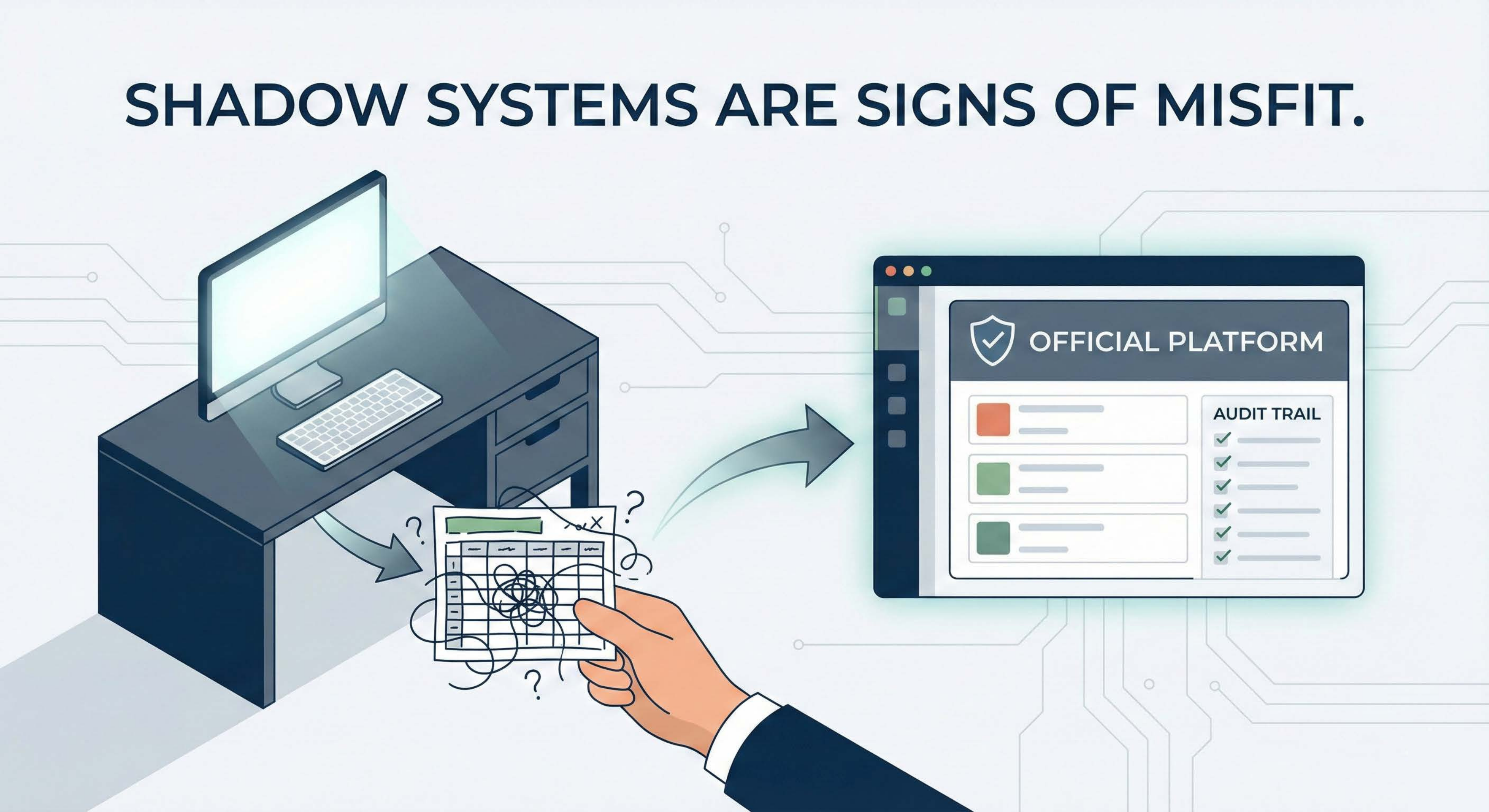 Illustration of Shadow systems are signs of misfit